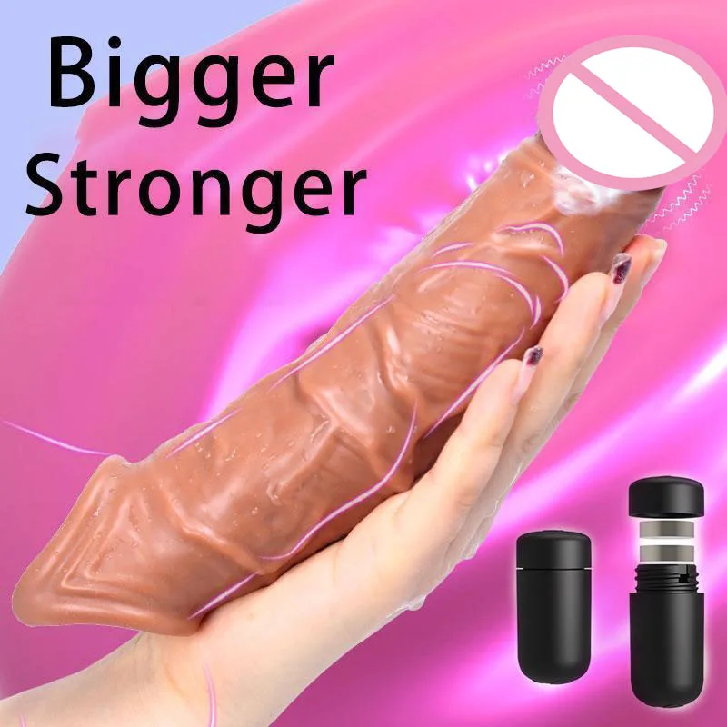 Reusable Penis Sleeve Bigger Male Penis Extender Enlarger Girth Enhancer Realistic Sleeve Condom Sheath