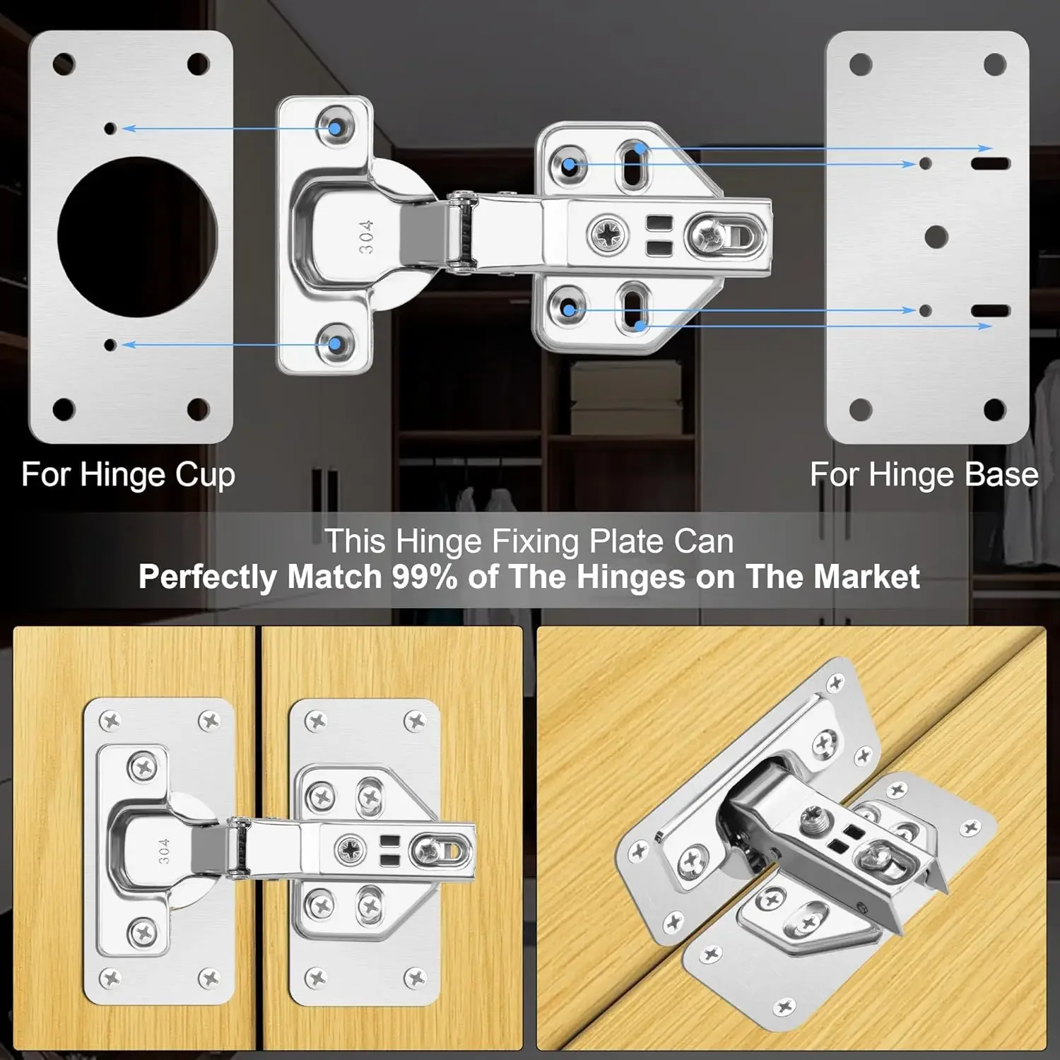 2/4/8/12pcs Cabinet Door Hinge Repair Plate Kitchen Cabinet Door Locker Hinge Fixing Plate Cabinet Door Hinge Repair Bracket