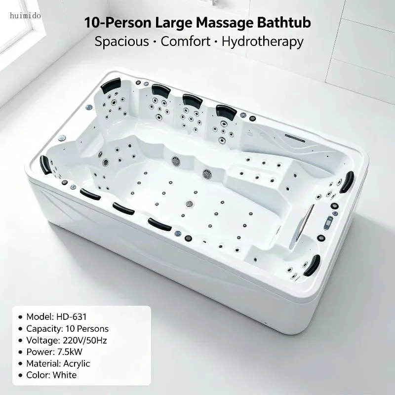 Deposit Only 10 Person Outdoor Acrylic Swim Spa Hot Tub with Hydromassage, Smart Heated, 2 Lounges & 8 Seats