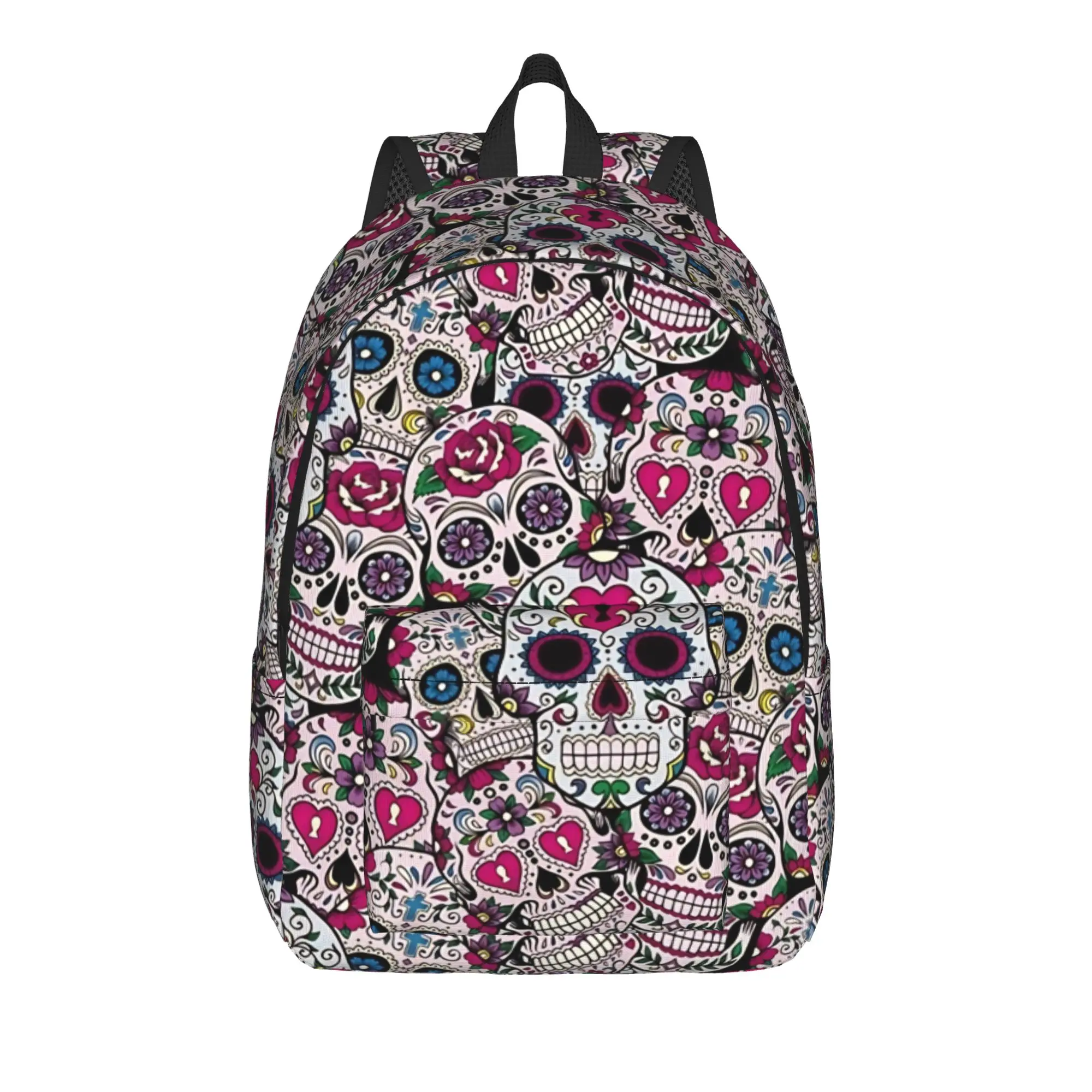 

Back to school season Pink Sugar Skull Pattern Bookbag Skull Office Workers Harajuku Design Backpack