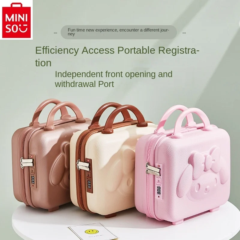 MINISO-estuche de viaje pequeño y ligero para mujer, caja de maquillaje de almacenamiento multifuncional con melodía de dibujos animados, novedad de 2024