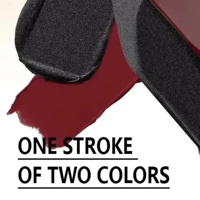 1PC Glitter Impermeabile Rossetto bicolore Opaco antiaderente Perlescente Diamante Lip Tint Rosso Nero Marrone Labbra Trucco per le donne