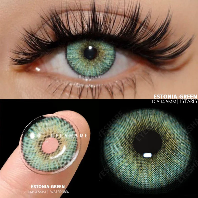 EYESHARE 1Pair Natural Colorful Contact Lenses for Eyes Blue Eye Lenses Green Lenses Gray Pupils Yearly Cosmetic Eye Contacts