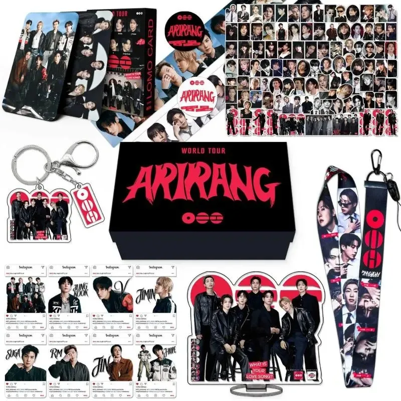 BTS Arirang World Tour Complete Collection Gift Box Kpop Decor Set Acrylic Stand Lanyard Keyring Lomo Cards Stickers Washi Tape view 2