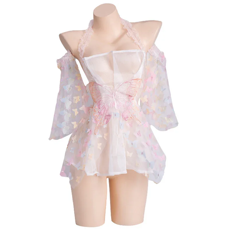 

Gradient Butterfly Beautiful Dress Girl Dream Princess Temperament Uniform Outfits Women Erotic Nightgown Pajamas Sexy Costumes