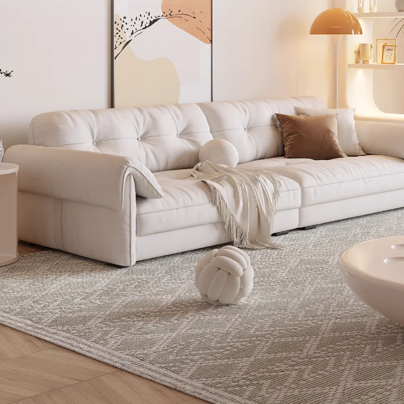 

Faux Leather Beige Living Room Sofas Sale Modern Minimalist Puffs Living Room Sofas Nordic Designer Canape Lit Home Furniture