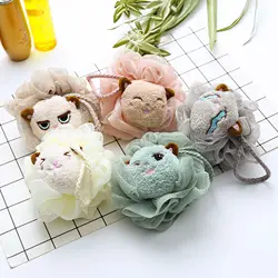 Bath Sponge Ball Exfoliating Cartoon Cute Cat Bath Balls Wisp for Body Cleaning Children’s Toys for Bathing Shower Accessories