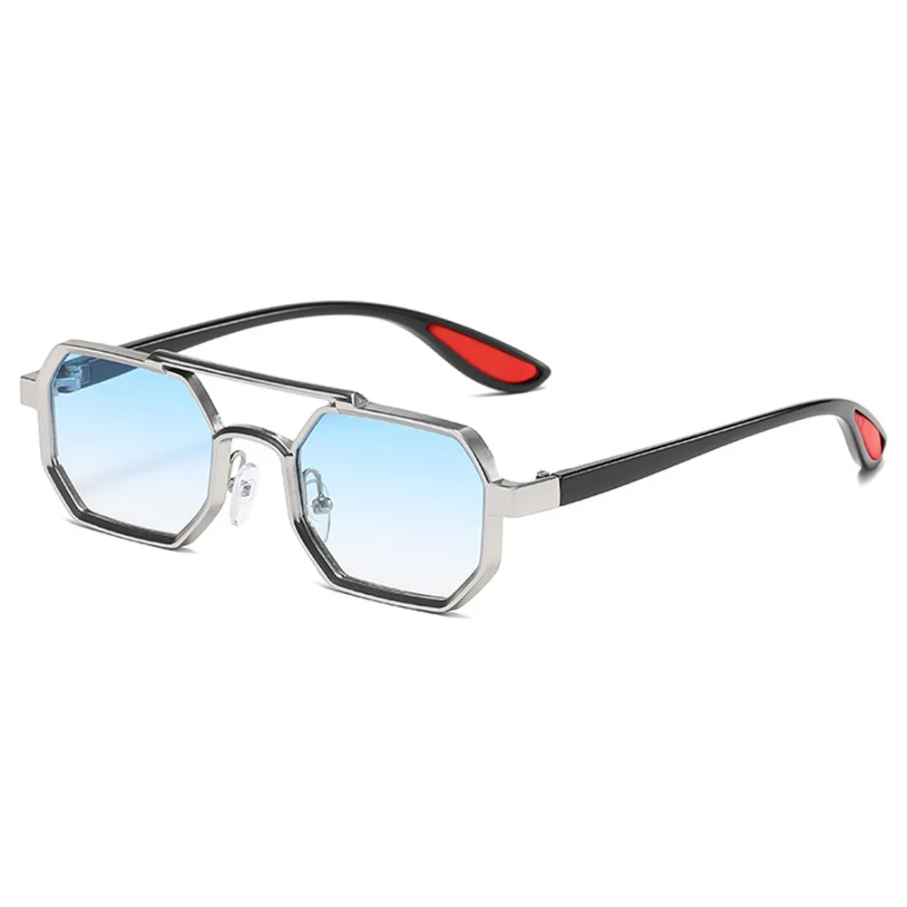 New Fashion Metal Polygon Sunglasses Street Wear Punk Men's Shades UV400 Double Bridge Sun Glasses