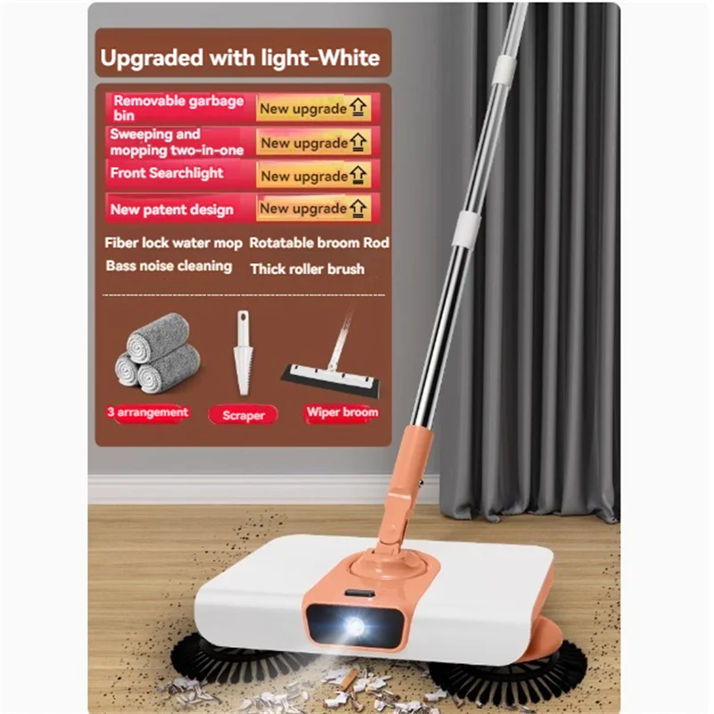 

Kitchen Broom and Mop 2-in-1 Magic Cleaner Broom Hand Push Scraping and Mopping Integrated Robot for Sweeping Hair