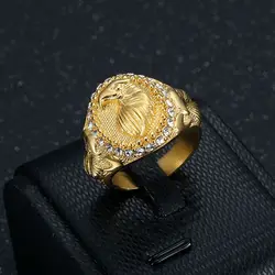 Stainless Steel Titanium Hip Hop Eagle Luxury Zircon Gold Plated Rings for Men Women Couple Boyfriends Gift Fashion Jewelry