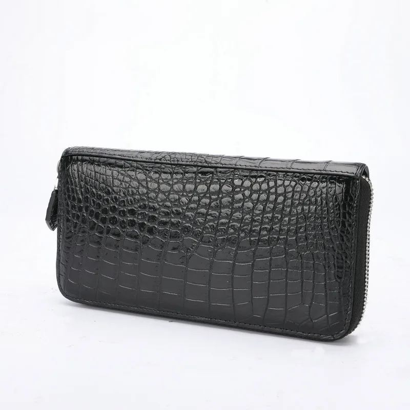 British Style Bright Double Alligator Belly Handbag Men's Genuine Leather Wallet Long Card Business Single Handle Bag Men Wallet