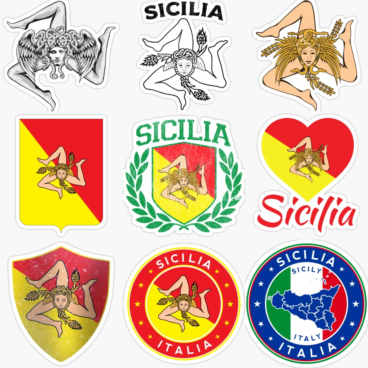 

Sicilia Flag Map Emblem PVC Car Sticker for Decorate Car Truck Van Fridge Bicycle helmet Wall Decal Accessories
