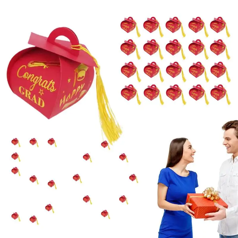 

Graduation Boxes 50X Gradation Cap Candy Box Doctoral Hat Design Souvenir Holder Decoration For College High School Guest