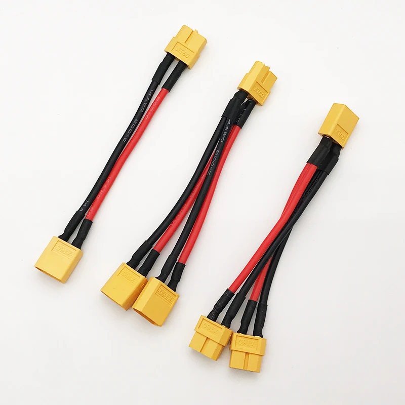 XT60 Parallel Battery Connector Male/Female Cable Dual Extension Y Splitter 14AWG Silicone Wire for RC Drone Motor Part