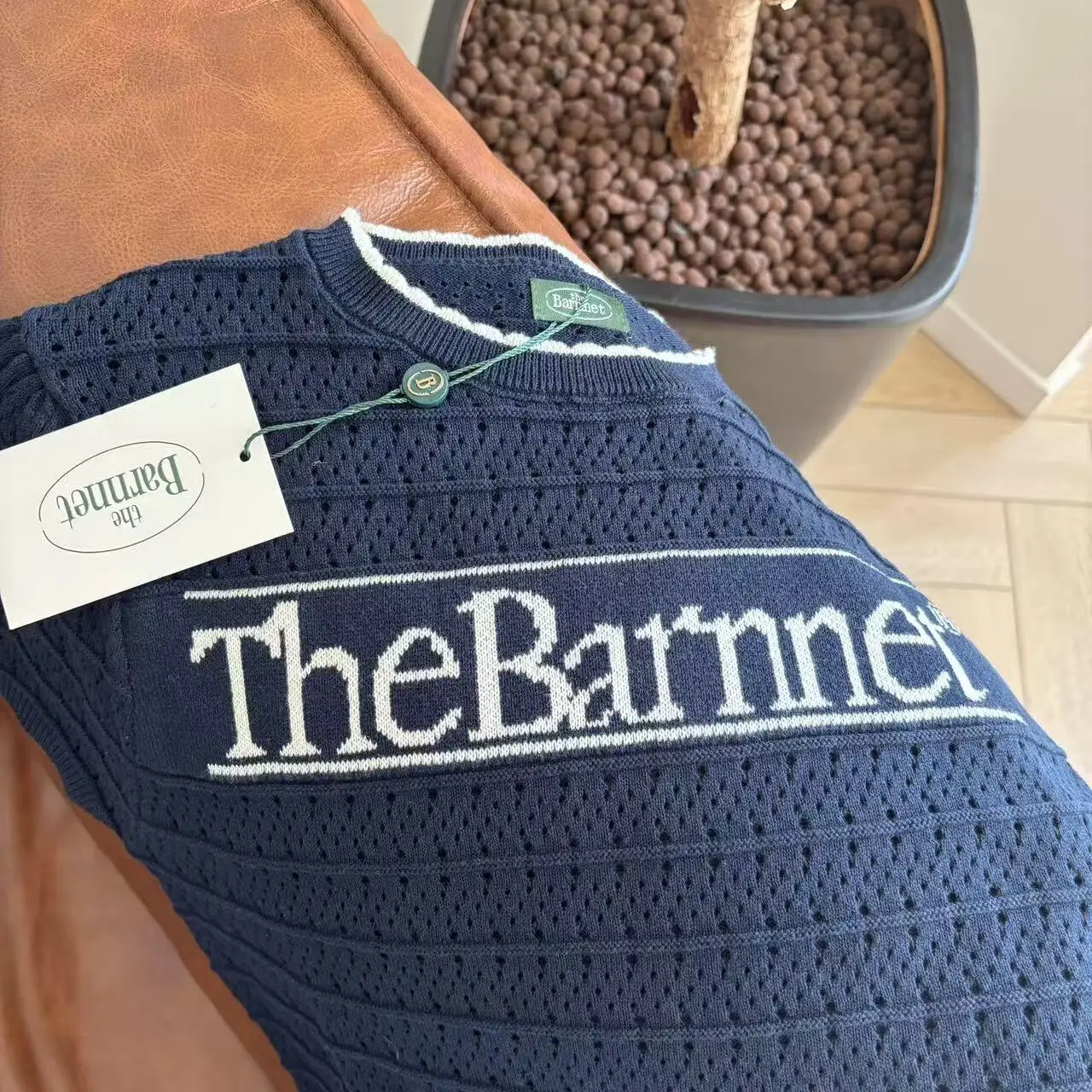 

TheBarrnet Retro Commuter Versatile Knitted ort Sve T-irt Women's Loose Fit round Ne Long Sve Text Pattern Top