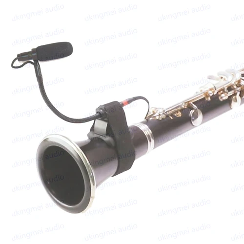 Imagen 1 del producto Micrófono de instrumento musical para clarinete, Compatible con transmisor AKG Bodypack, microopótamo de cuello de cisne con abrazadera para clarinete de flauta
