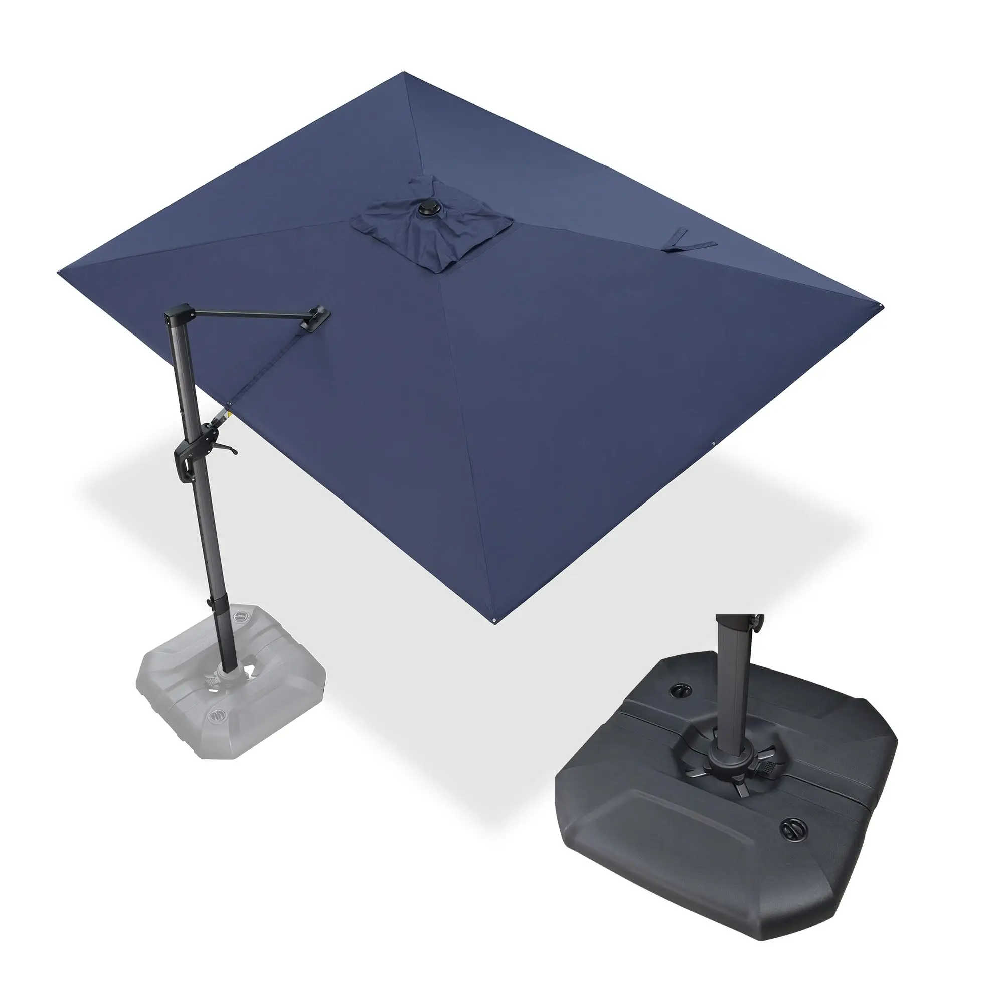Patio Umbrella with Base 9' x 11.5' All-Day Shade Control Navy