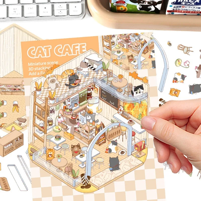 3D Mini Stacking House Stickers for Children Adult DIY Scrapbooking Journal Craft Stress Relief Landscape Decor Classic Toys