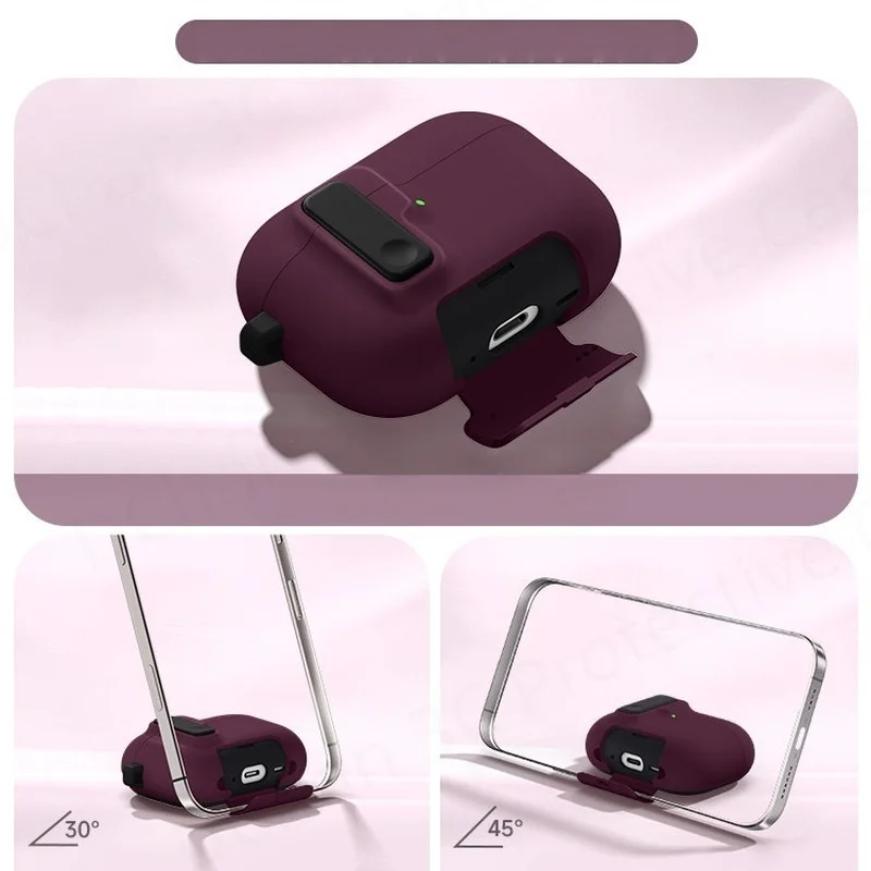 for AirPods 5/4/Pro 3 Case Headphone Case With Phone Holder Design Full Body Shockproof Cover for AirPods 4/5 Safety Lock Case