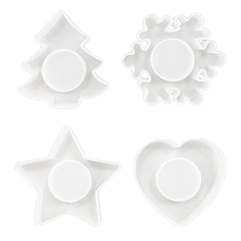 

Candlestick Mold Epoxy Mould for Table Decorations Christmas Tree Snowflake Heart Star Holder Silicone Mould