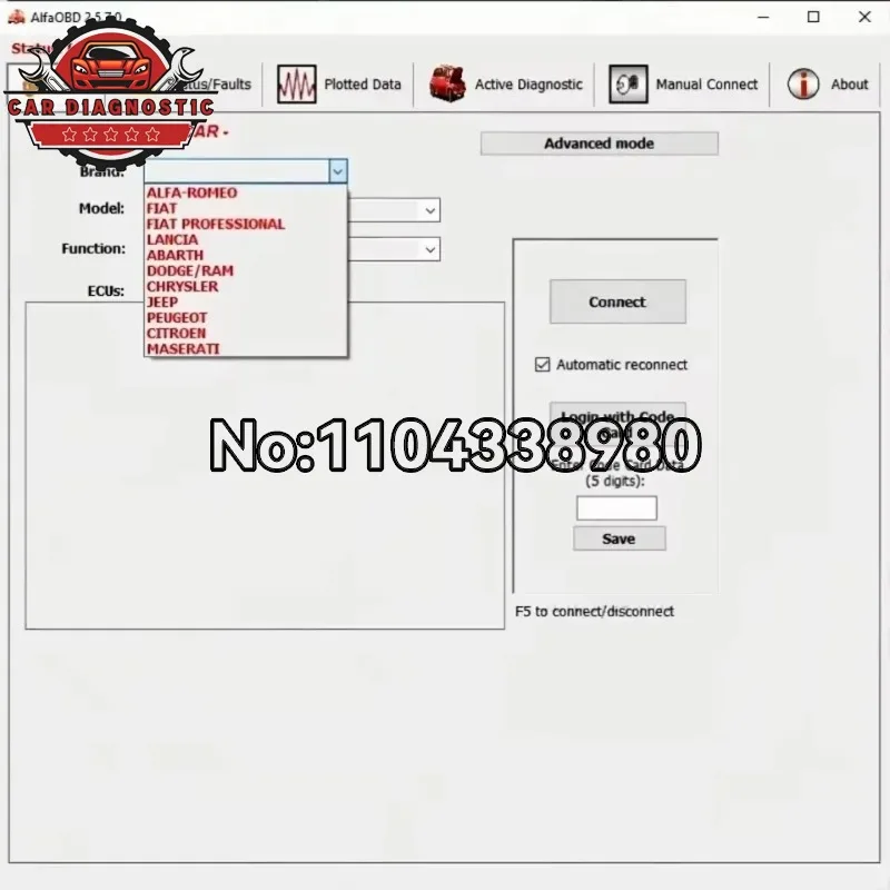 2026 AlfaOBD v 2.5.7.0 For Windows Licensed - Diagnosis For Alfa/Fiat/Lancia/Abarth/Dodge/RAM/Chrysler/Jeep/Peugeot/Citroën