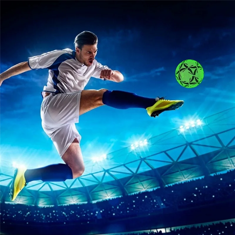 Luminous Size 4 Soccer Ball Size 4 Children's Football Dazzling Glow In The Dark Training And Game Ball Long-Lasting Brightness-
