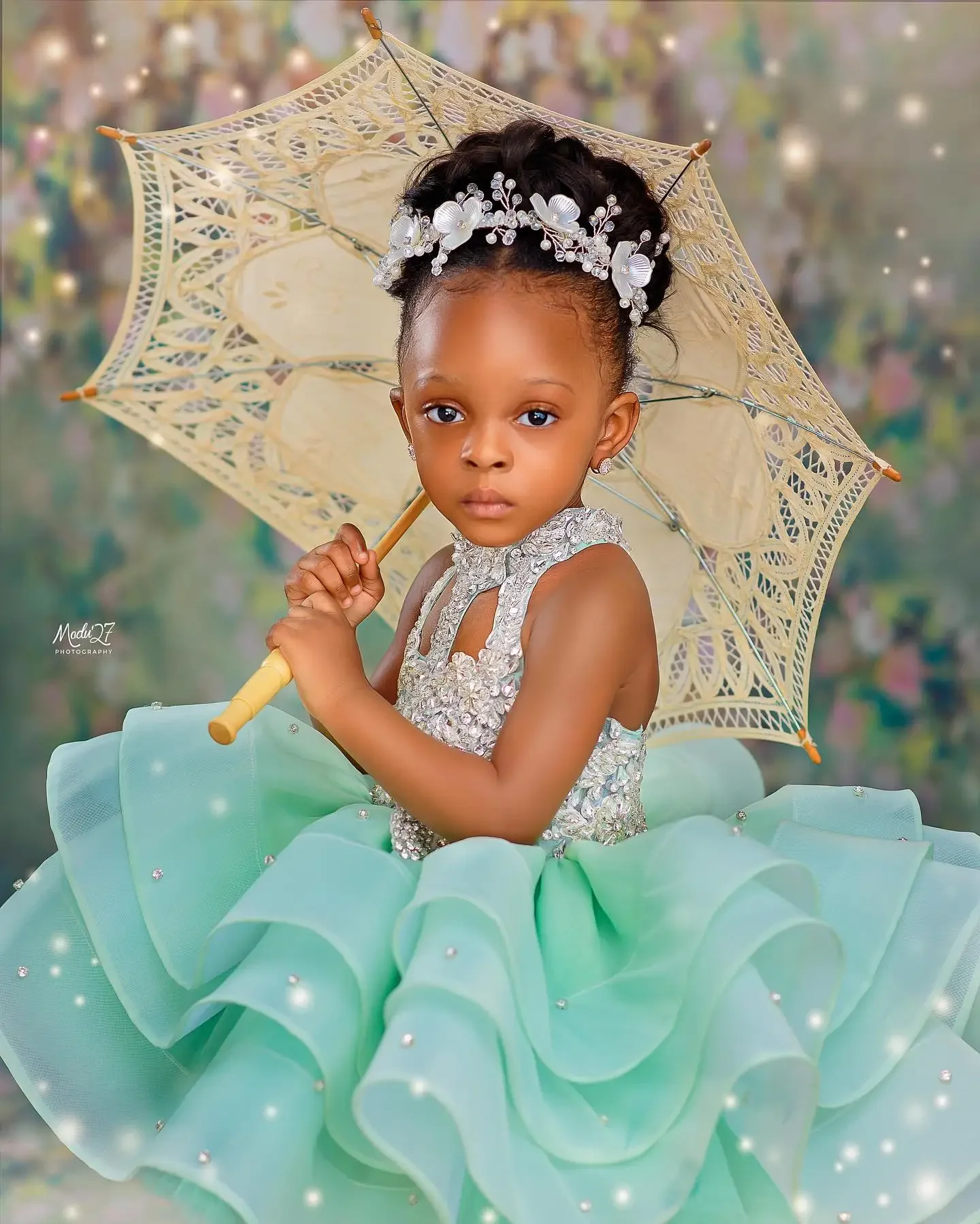 Customized Mint Green Kids Birthday Party Dresses High Neck Short Flower Girl Dresses for Wedding Baby Girls Prom for Photoshoot