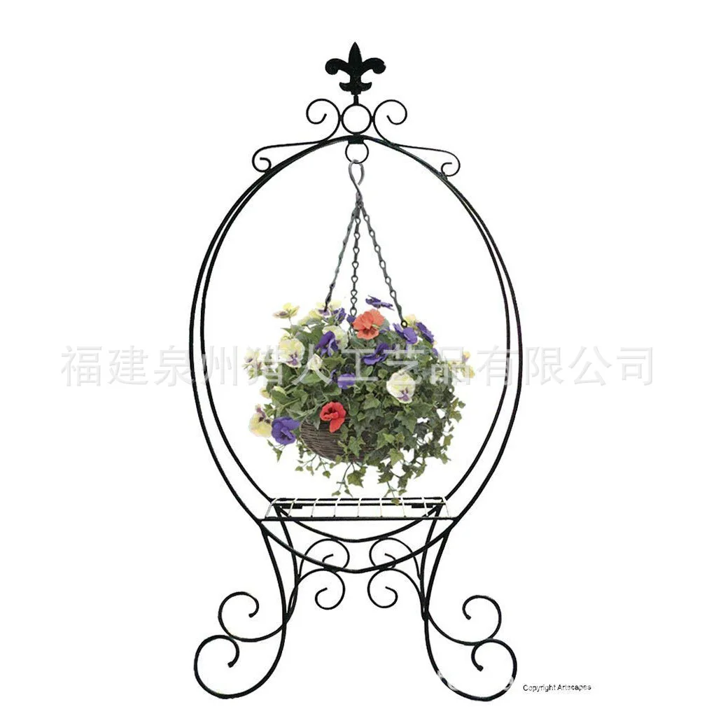 Classic oval vertical hanging basket flower stand indoor and outdoor garden green plant flower stand, garden decoration stand