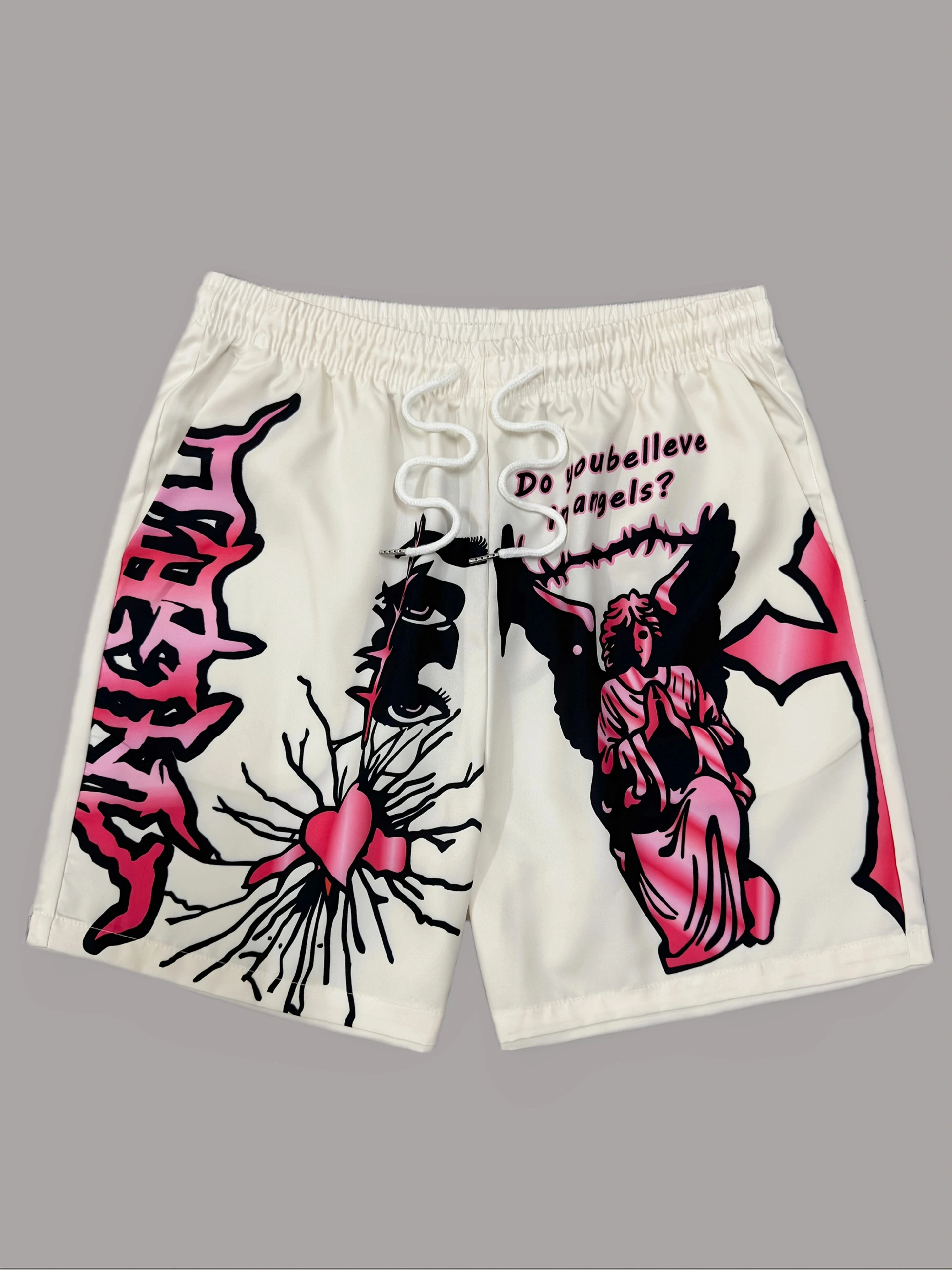 Latest Trendy Shorts Angel Statue Element Pattern 3D Printed Casual Street Men's Drawstring Shorts Quick Drying Breathable Moto