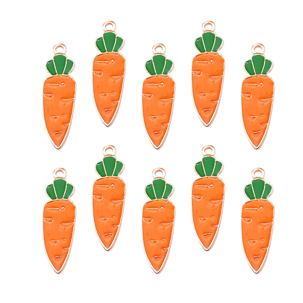 

10 Pcs Carrot Pendant DIY Jewelry Accessories Alloy Charms Supplies Necklace Earring with Hole Pendants Gift