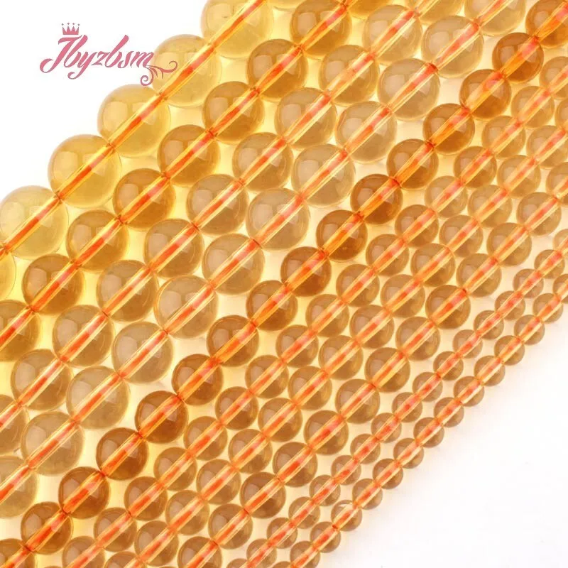 

Round Citrines Yellow Crystal Quartz Stone Beads For Necklace Bracelats Jewelry Making Strand 15" DIY Loose Beads 6mm 8mm 10mm