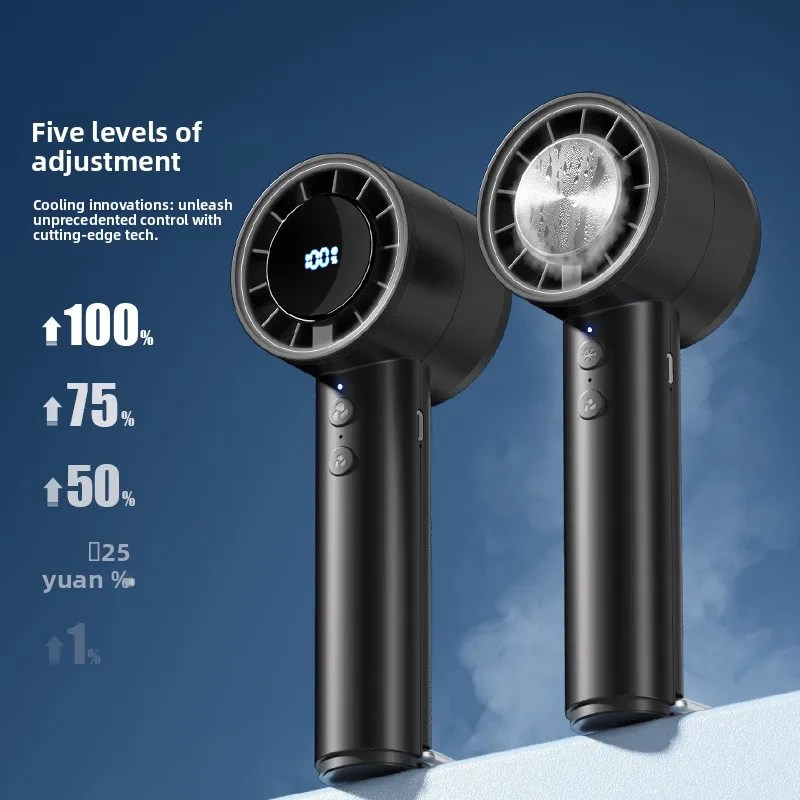 Small Fan Refrigeration Air Conditioner Portable Silent High-speed Led Display High Wind Power USB Charging Fan Handheld
