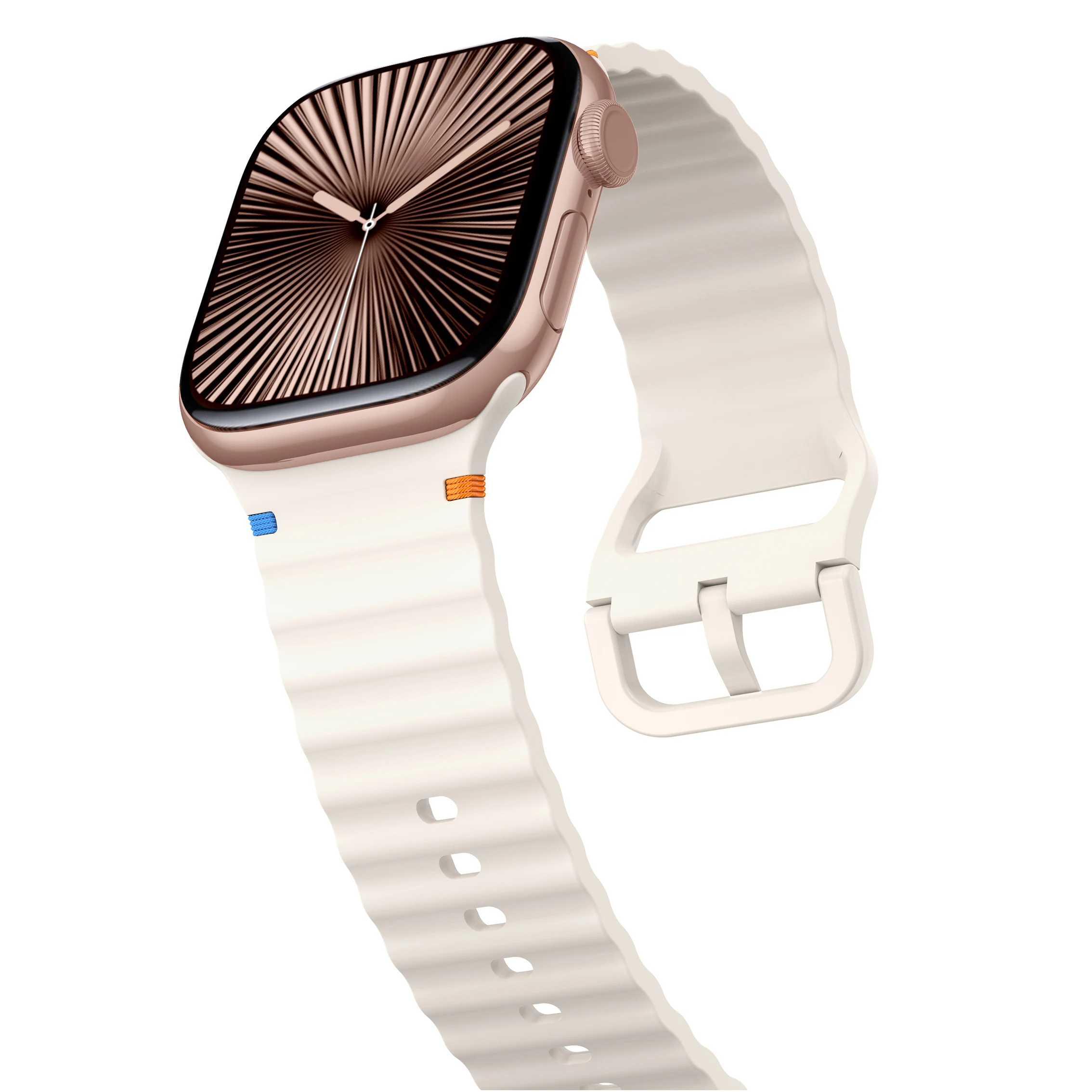 通気性のあるシリコンストラップ Apple Watch バンド用 46mm 42mm 45mm 41mm 49mm 44mm 40mm スポーツブレスレット iWatch 11 10 Ultra 9 8 7 5 SE 3