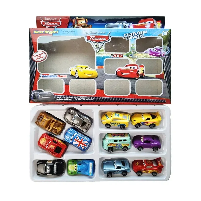 Mini Disney 12 Pezzi Pixar Cars 3 Pistone Cup Collezione Rimbalzo Auto Saetta McQueen Jackson Storm PVC Giocattolo Modello di Auto per I Bambini