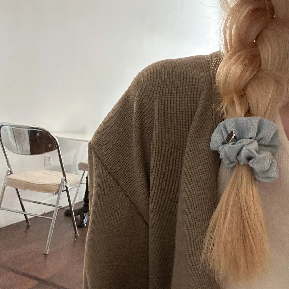 Korean Fashion Hair Accessories for Girls Denim Shiny Scrunchies With Sequins Hairband Light Blue Hairties for Women Headwear