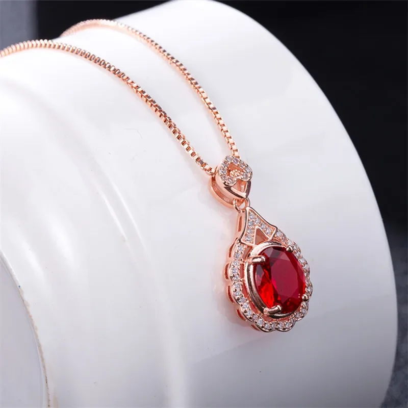 Genuíno 14 k rosa ouro rubi pingente natural 45cm colar jóias slide joyeria fina para mujer pedra preciosa 14k colares