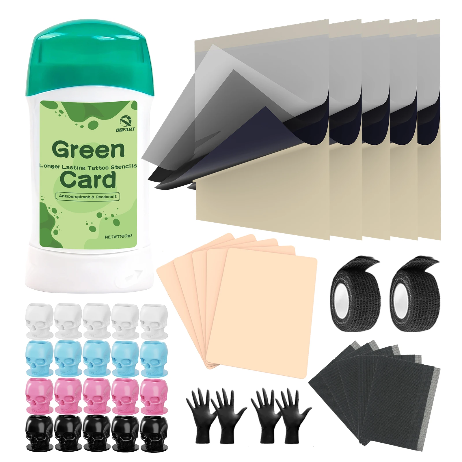 Tattoo Skin Practice Kit 40Pcs Tattoo Starter Kit Tattoo Transfer Paper 1Pcs Tattoo Stencil Gel 20Pcs Tattoo Ink Cap Tattoo Kit