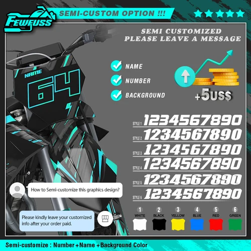 Imagen 2 del producto Fewfuss calcomanías gráficas completas pegatinas fondo de motocicleta nombre de número personalizado para SUZUKI RMZ250 RMZ 250 2010-2018