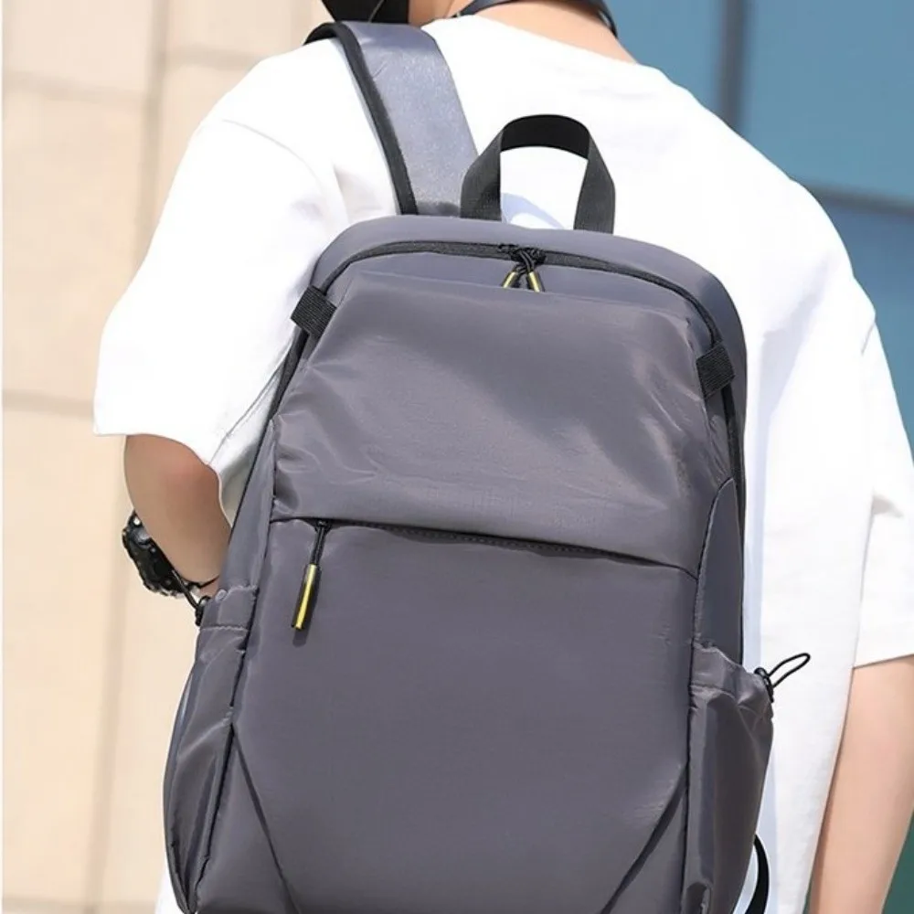 حقيبة ظهر محمولة للرجال بلون سادة حقيبة كمبيوتر محمول حقيبة ظهر للطلاب خفيفة الوزن مقاومة للماء من قماش أكسفورد للجنسين #2