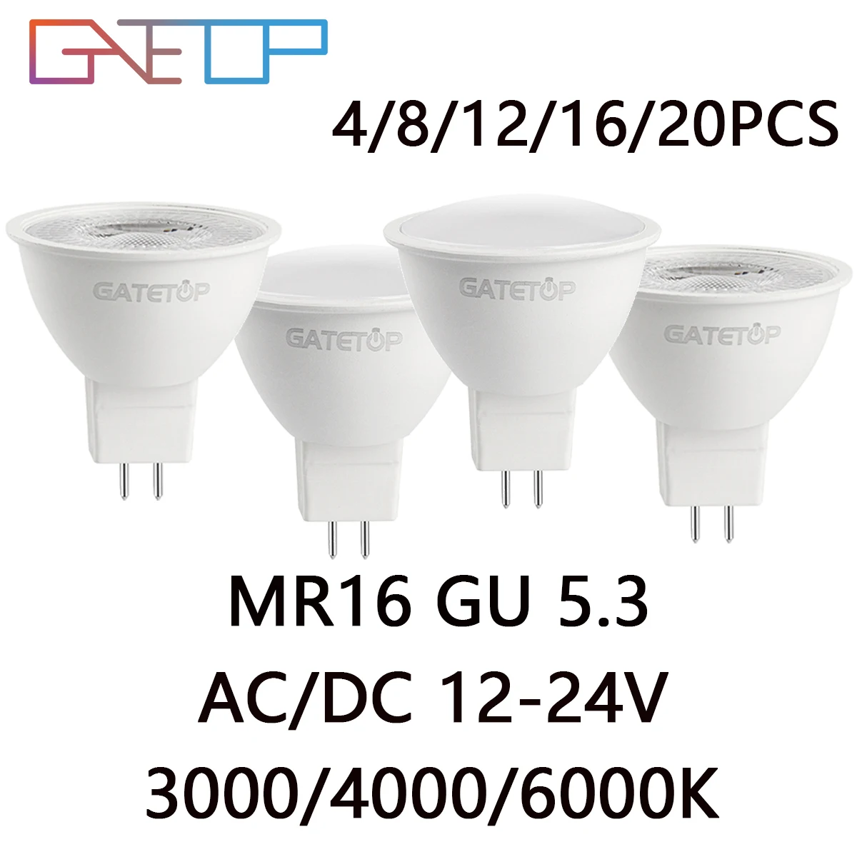 

4-20PCS LED spotlight GU5.3 low voltage AC/DC 12V-24V no flickering warm white light 3W-7W can replace 20W 50W halogen lamp