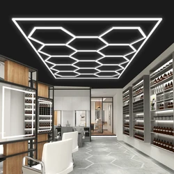 이발소 헤어 살롱 체육관 LED 천장 조명, 육각 차고 조명, 벌집 LED 튜브 조명, 자동차 디테일링, 110V-240V