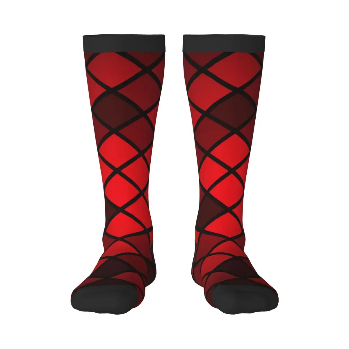 

Casual Stockings Red Geometric Knee Thigh High Long Socks
