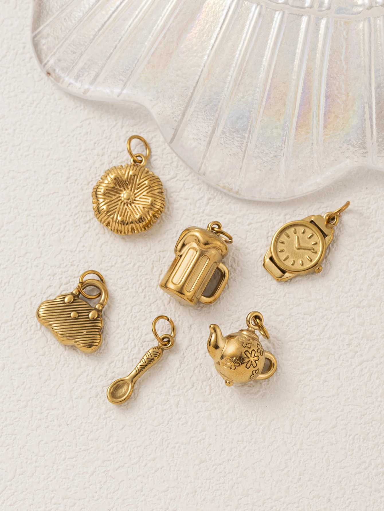 Edelstahl Minimalistischer Neuer Stil Frische Wolke Blütenblatt Weinglas Löffel DIY Anhänger Charms für Schmuck – Detail 2