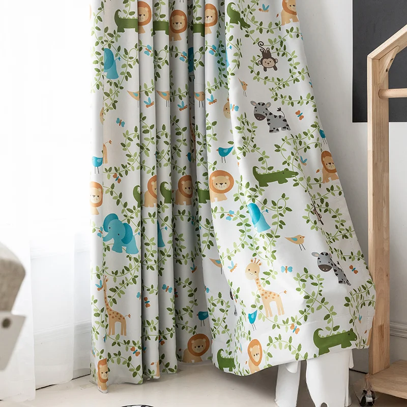 

Lion Polyester Children's Printed High Blackout Partition Blackout Window Curtains for Living Room Kitchen Home Elegant Room