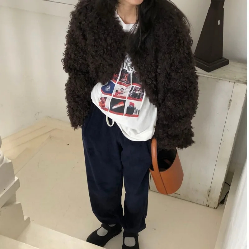 ملابس خارجية نسائية أنيقة كورية من القطن معززة فضفاضة مستديرة Ne بزر واحد دافئ ملابس خارجية مناسبة لجميع المواسم #3