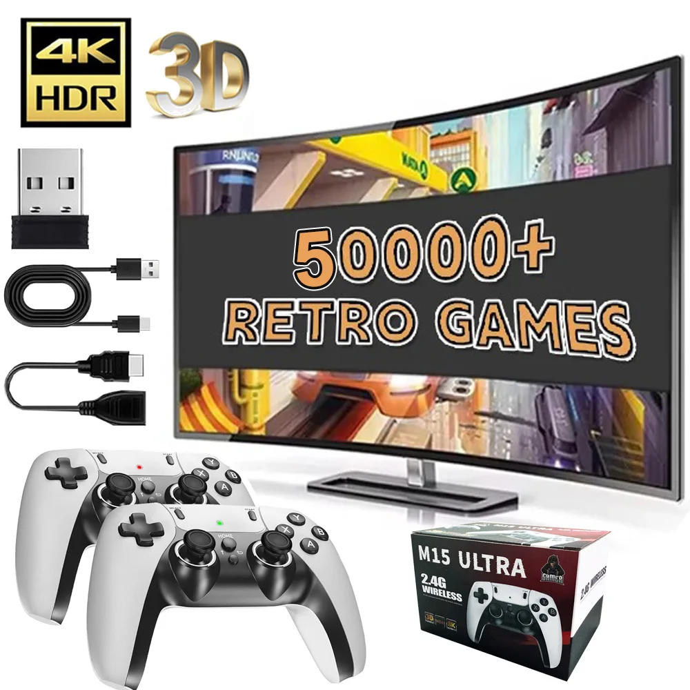M15 ULTAR Retro Game console 4K 3D Game arcade wireless retro TV Home game console Support 2 players For GBA Game