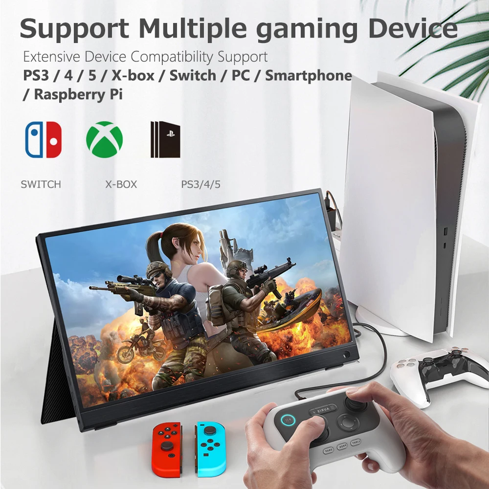 휴대용 모니터 IPS 터치 스크린, 15.6 인치 1080P USB C HDMI 호환 게이밍 디스플레이, 스위치 PS5 Xbox Macbook Pro 휴대폰 PC용