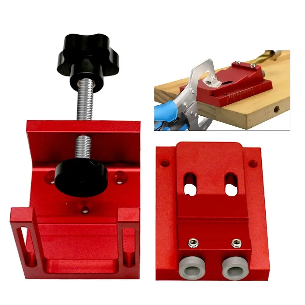 Adjustable Pocket Hole Jig Kit 9mm Angle Drill Guide Woodworking Tool Hole Puncher Locator Jig Drill Bit Carpentry Tools