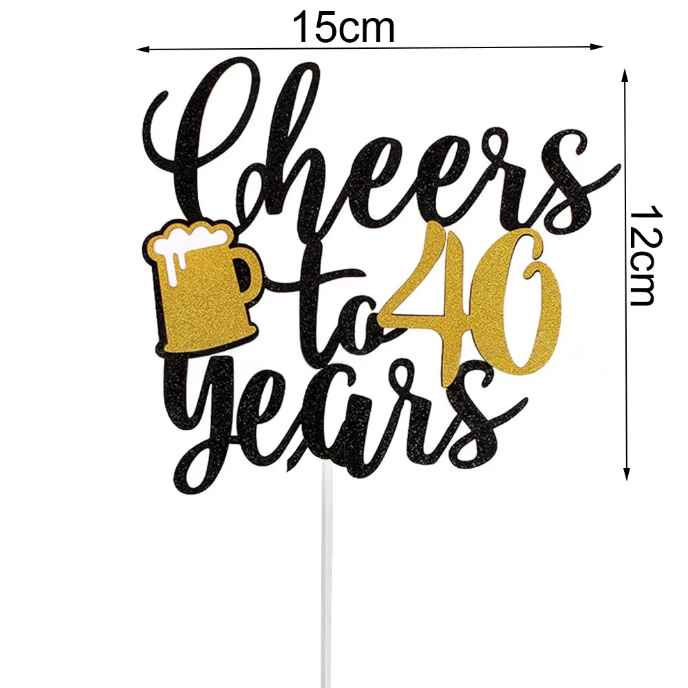40. Geburtstag Partyzubehör für Männer Frauen Schwarz-Gold 40 Jahre Party Tischgeschirr Teller Servietten Becher Banner Tischdecke Dekorationen – Detail 2