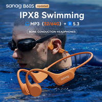 Sanag B60 Pro Bone Conduction Earphone IPX8 Wireless Open Headset Bluetooth 5.3 Swimming Bluetooth Headphones 64GB MP3 Earbuds